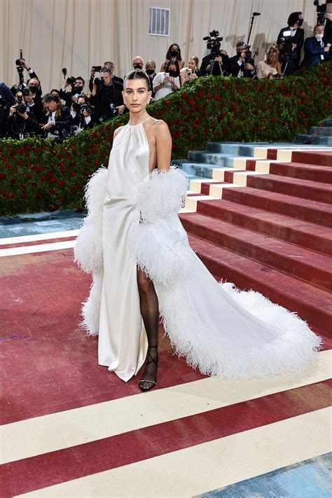 ysl met gala 2022|Hailey Bieber in Yves Saint Laurent .